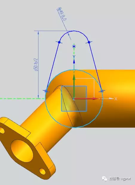 NX10实例教程——弯管底座（草图绘制平面为异向面时，方向处理）的图24